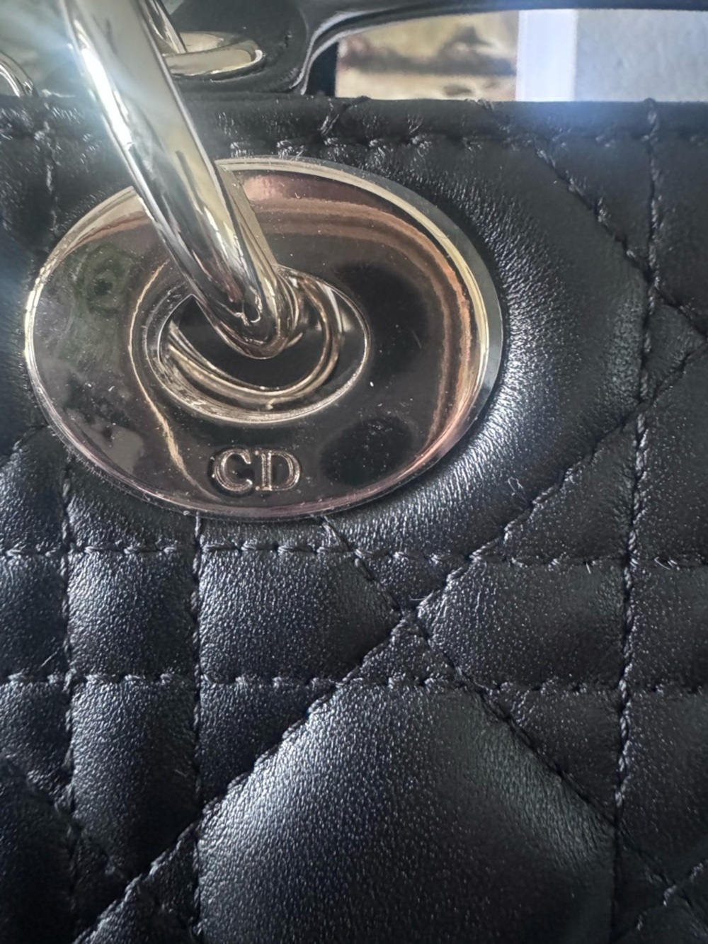 Dior Lady Dior Black Quilted Leather Mini Top-Handle Bag with Gold Hardware - Picture 3 of 11